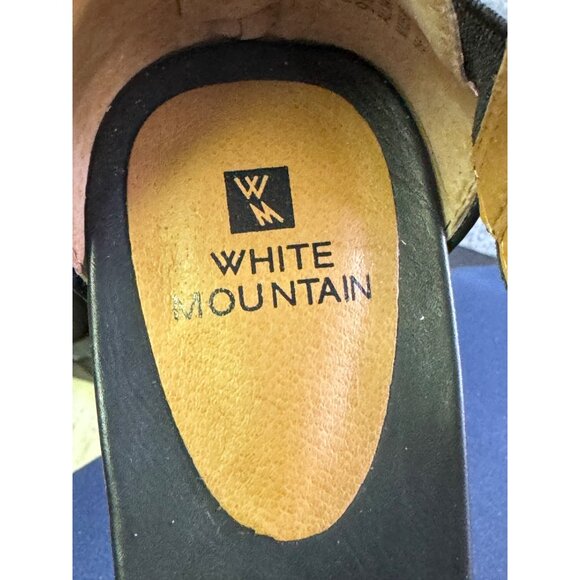 White Mountain Womens 9.5M black Sundown Leather Open Toe Casual Ankle Strap 2" - Picture 5 of 16